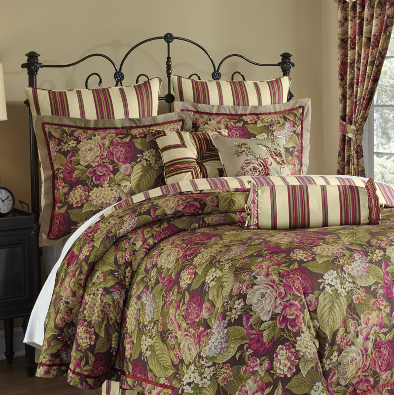 Waverly Floral Flourish Cordial 4 Piece Reversible Bedding Set